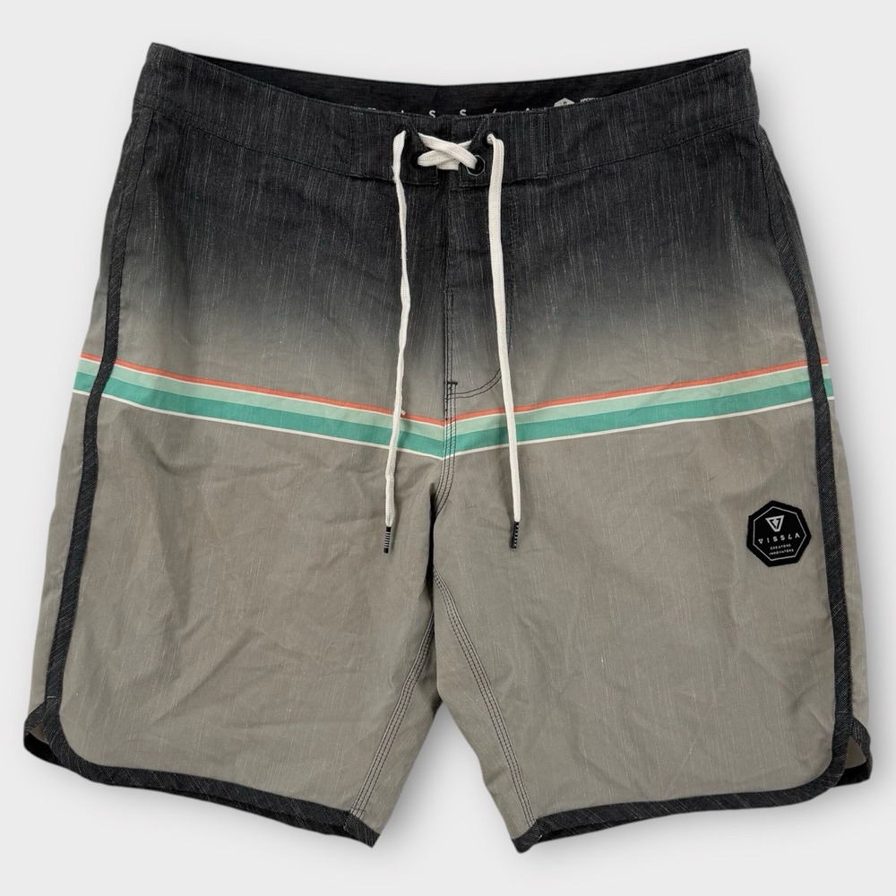 Vissla Board Shorts Mens 32 Stretch‎ Drawstring Surf Swim Trunks Hybrid Striped